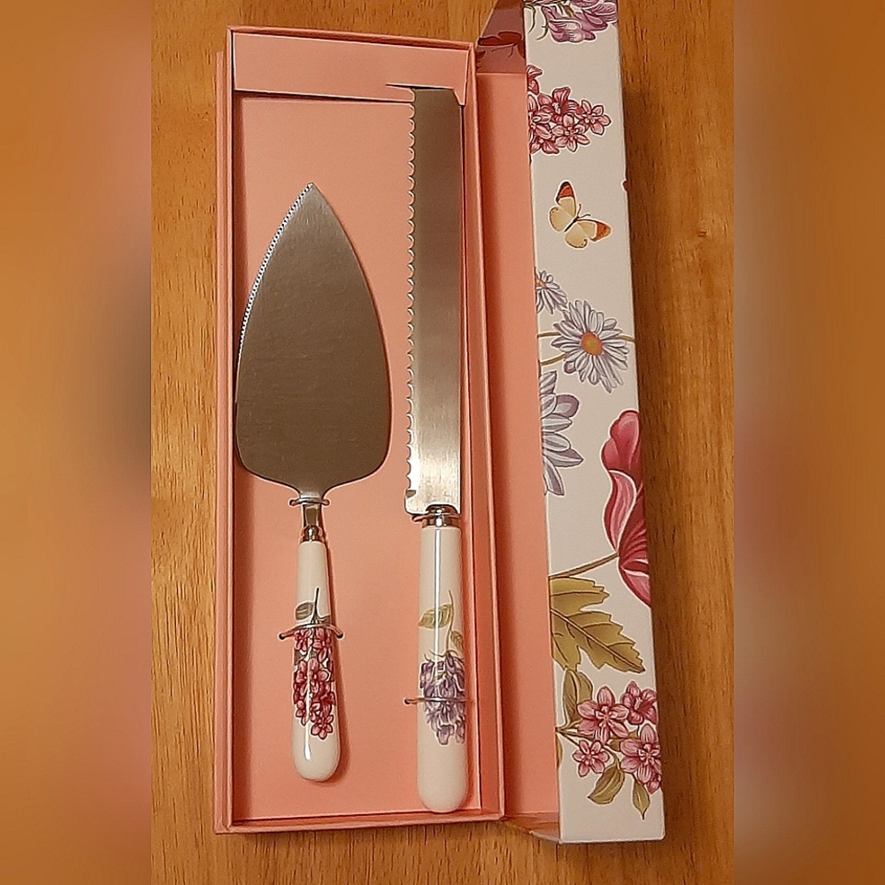 Floral Cake Server and Knife Set            Wedding Gift Set